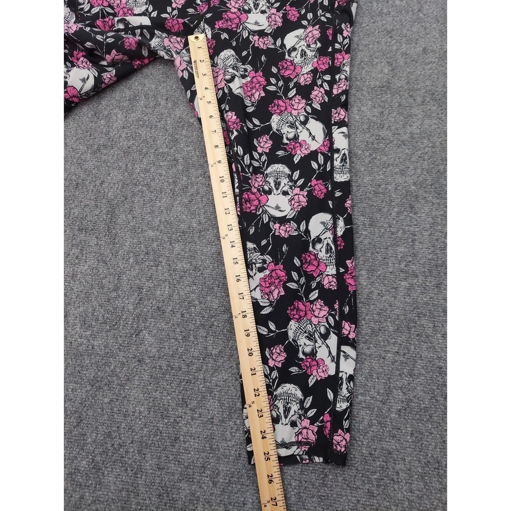 Torrid Leggings Womens 3 Black Pink Skull Roses Gothic Allover Print‎ Pockets - Picture 5 of 11